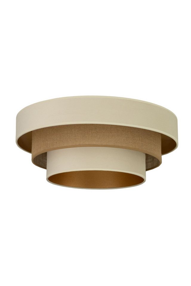 Licht-Erlebnisse Deckenleuchte FAKO, ohne Leuchtmittel, Stoff E27 B: 50 cm in Ecru Beige Gold 3-flammig rund Modern Bild 3