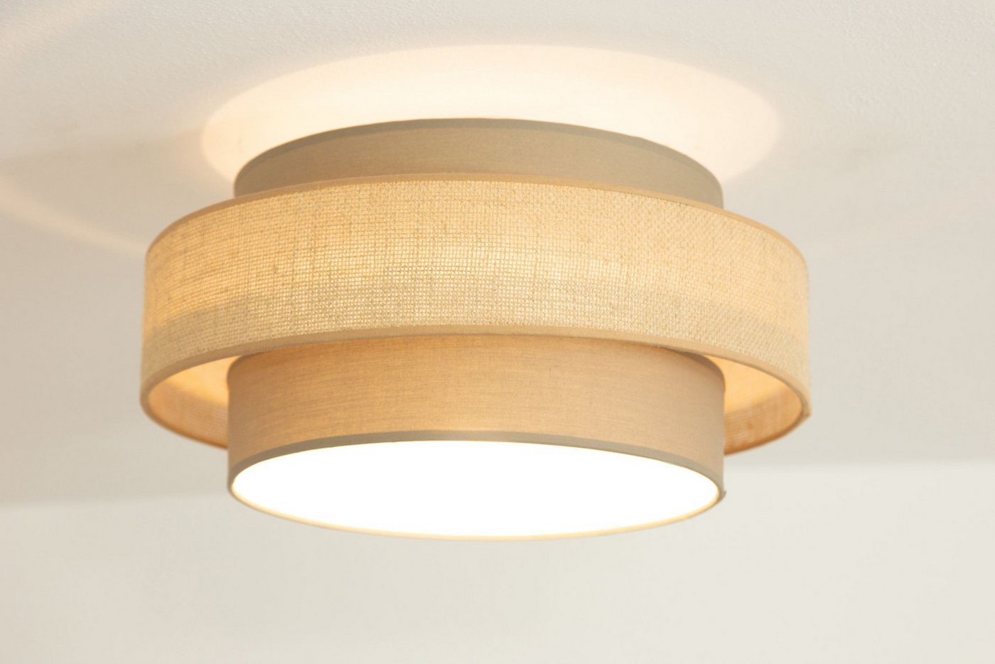 Licht-Erlebnisse Deckenleuchte GELO, ohne Leuchtmittel, Metall E27 D: 40 cm rund Weiß Beige Dunkelbeige Modern Deckenleuchte