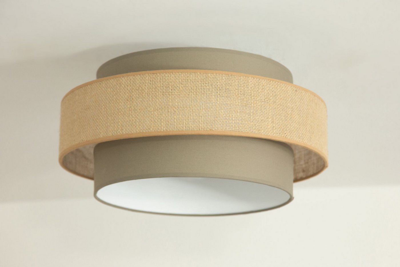 Licht-Erlebnisse Deckenleuchte GELO, ohne Leuchtmittel, Metall E27 D: 40 cm rund Weiß Beige Dunkelbeige Modern Deckenleuchte Bild 5