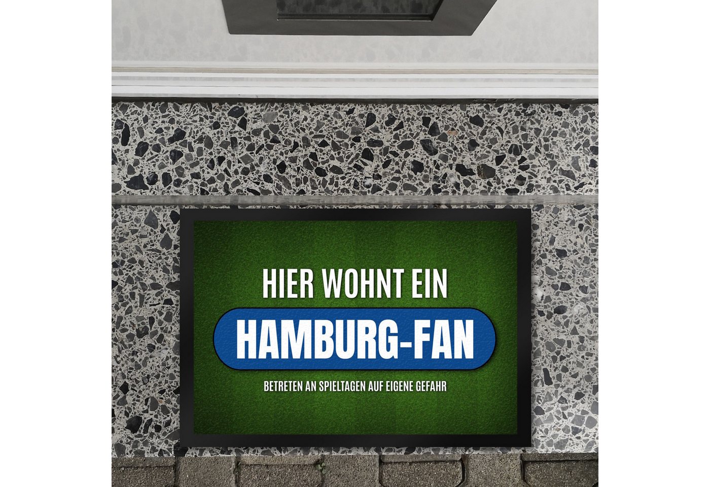 speecheese Fußmatte Hier wohnt ein Hamburg Fan Fußmatte XL mit Rasen Motiv