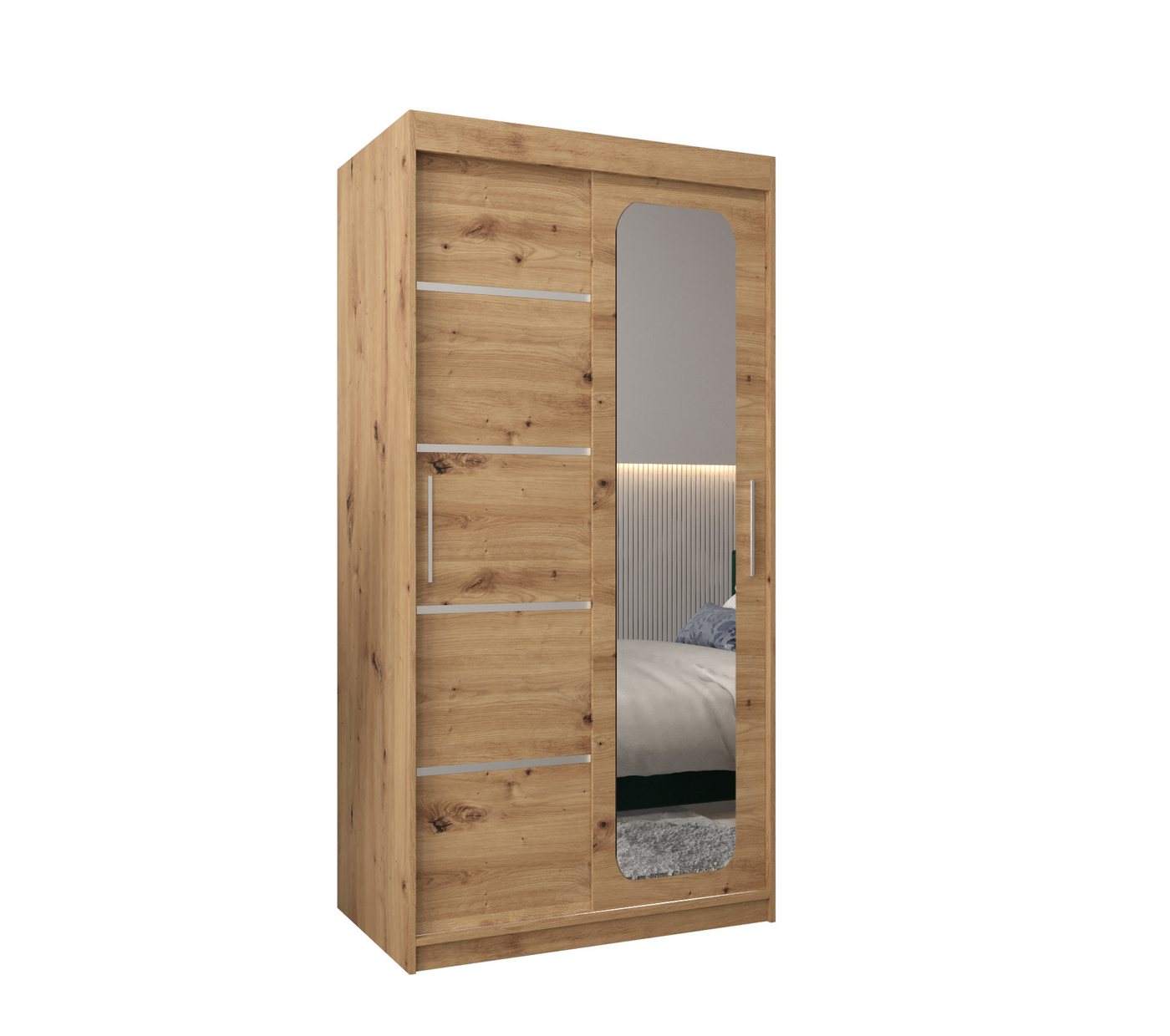 ABIKS MÖBEL Schwebetürenschrank Promo V2 Schlafzimmerschrank - mit Spiegel, Kleiderstange, Regalen