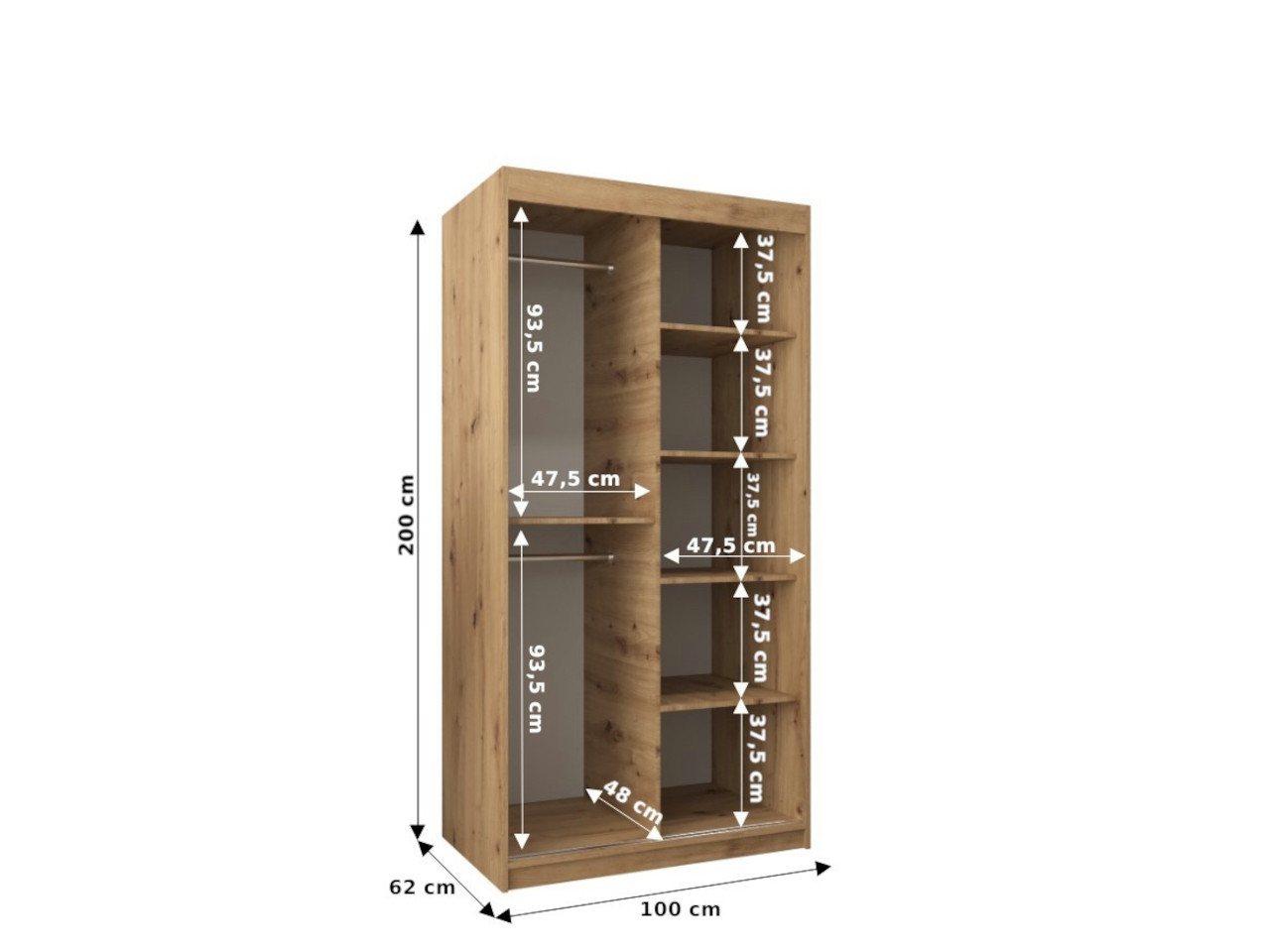 ABIKS MÖBEL Schwebetürenschrank Promo V2 Schlafzimmerschrank - mit Spiegel, Kleiderstange, Regalen Bild 2