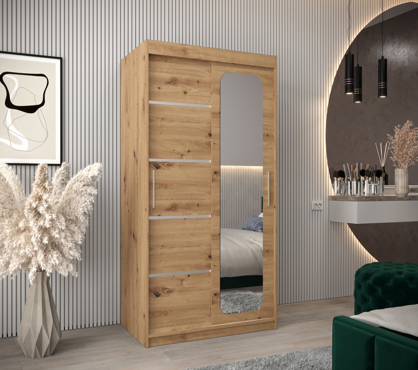 ABIKS MÖBEL Schwebetürenschrank Promo V2 Schlafzimmerschrank - mit Spiegel, Kleiderstange, Regalen Bild 3
