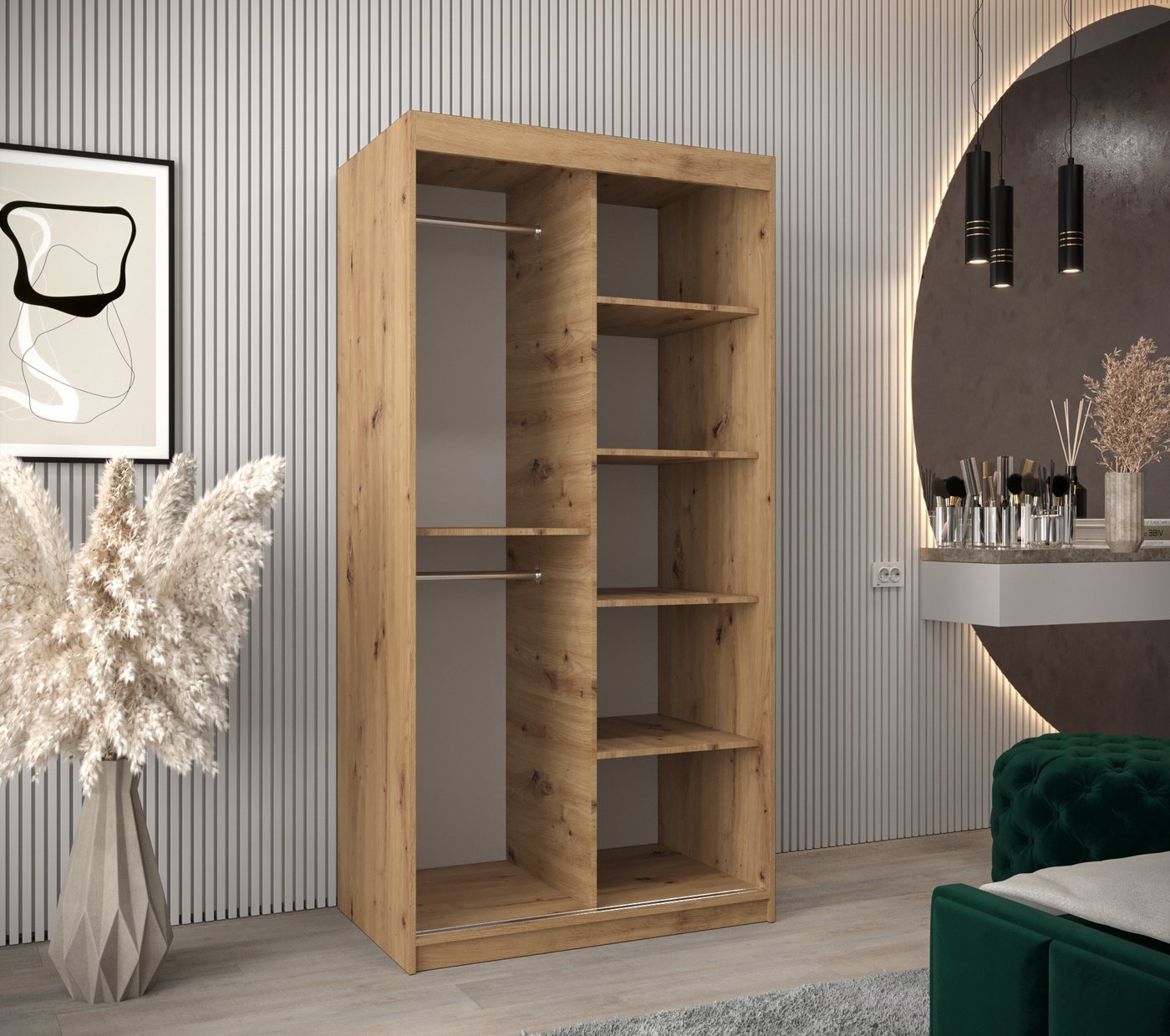 ABIKS MÖBEL Schwebetürenschrank Promo V2 Schlafzimmerschrank - mit Spiegel, Kleiderstange, Regalen Bild 4