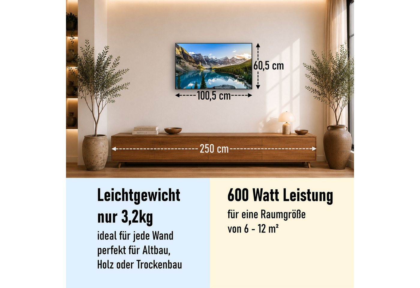 STEINFELD Heizsysteme Infrarotheizung Bild 600W, 100x60cm, Made in Germany, 7J Garantie, mit Thermostat, viele Motive