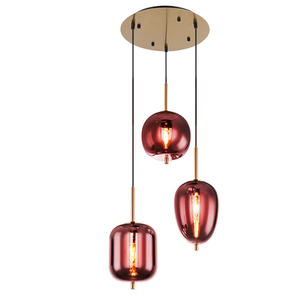 GLOBO LIGHTING LED Pendelleuchte, Leuchtmittel inklusive, Farbwechsel, Warmweiß, Hänge Decken Lampe dimmbar FERNBEDIENUNG Glas Leuchte rauch im Set Bild 4