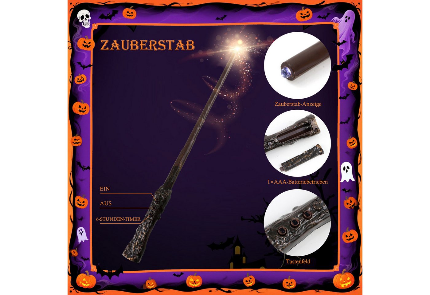 OZAVO LED-Kerze 12PCS schwebende Kerzen mit Timerfunktion,Fernbedienung und Batterien, Mit Zauberstab,Flammenlose Kerzen für Weihnachten Halloween Deko