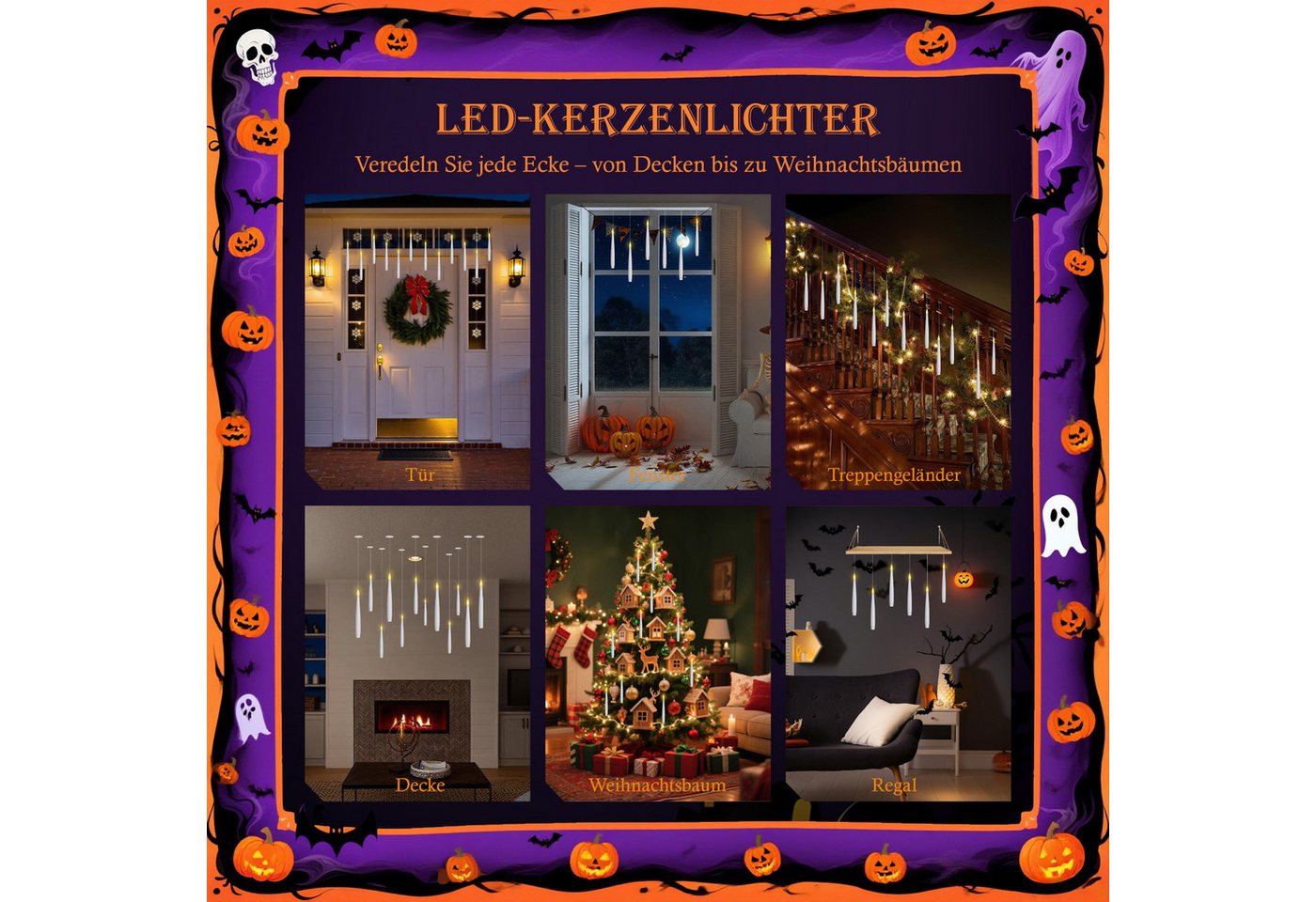 OZAVO LED-Kerze 12PCS schwebende Kerzen mit Timerfunktion,Fernbedienung und Batterien, Mit Zauberstab,Flammenlose Kerzen für Weihnachten Halloween Deko Bild 3