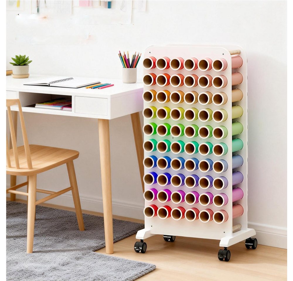 GarveeMore Regal Vinyl Roll Storage Rack mit Rädern Organizer Warenkorb Bild 4