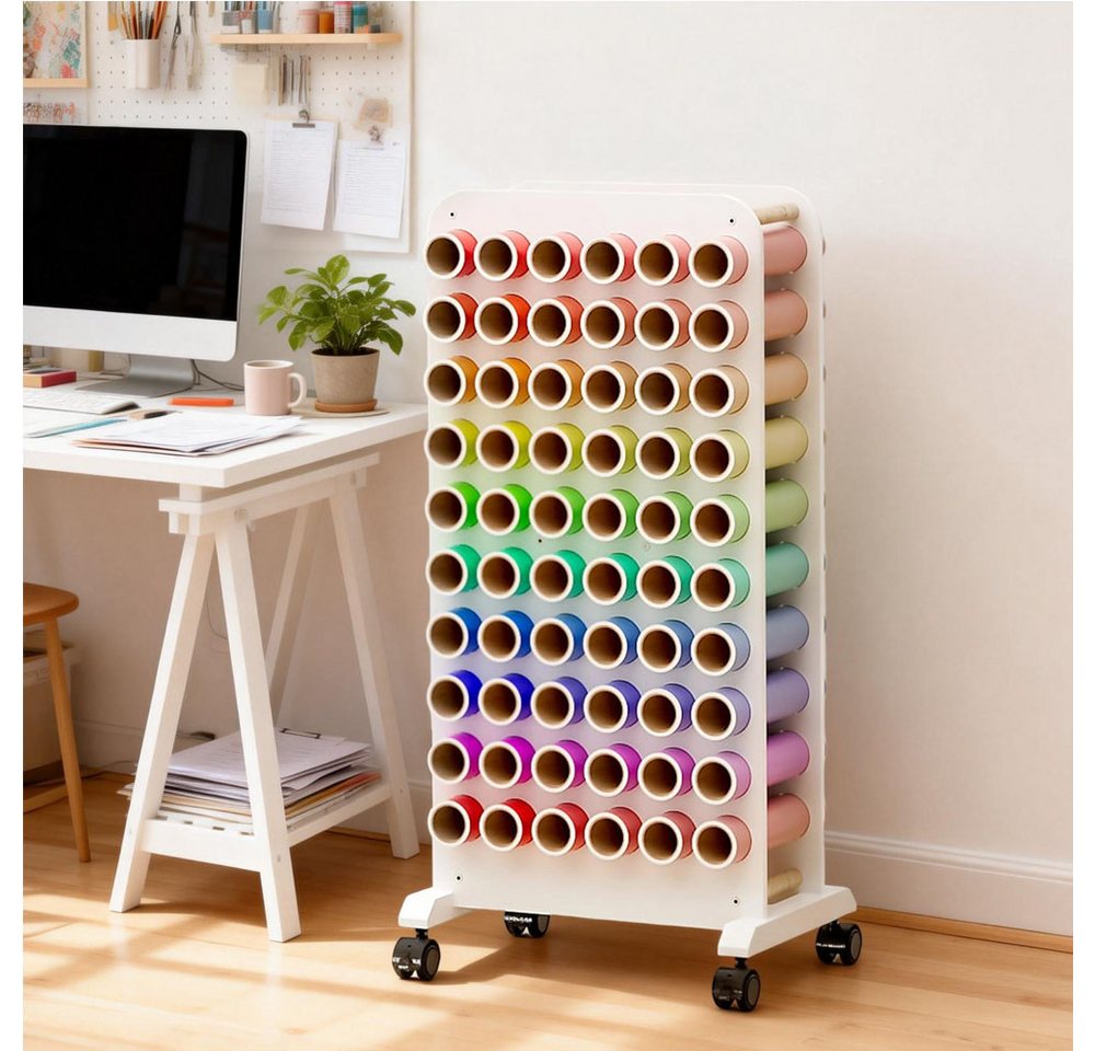 GarveeMore Regal Vinyl Roll Storage Rack mit Rädern Organizer Warenkorb Bild 5