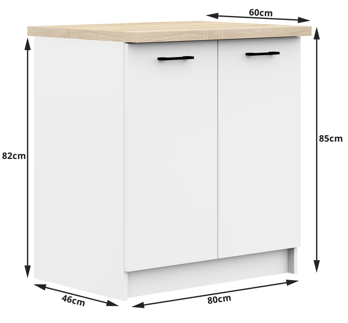 Raumhirsch Furniture Unterschrank Moderner Küchenunterschrank Küchenmodul mit Arbeitsplatte Innenregale (viele Farbvarianten - Maße: 60 x 85 x 46 cm) Hochwertig & stabil Bild 5