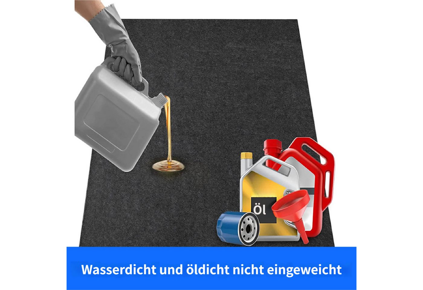 Rutaqian Bodenschutzmatte Ölauffangmatte für Werkstatt und Garage 520x223 cm, Garagenboden Matte, Schneidbarer Ölspritzmatte mit Rutschfestem Rücken, Aus Filz Bild 3