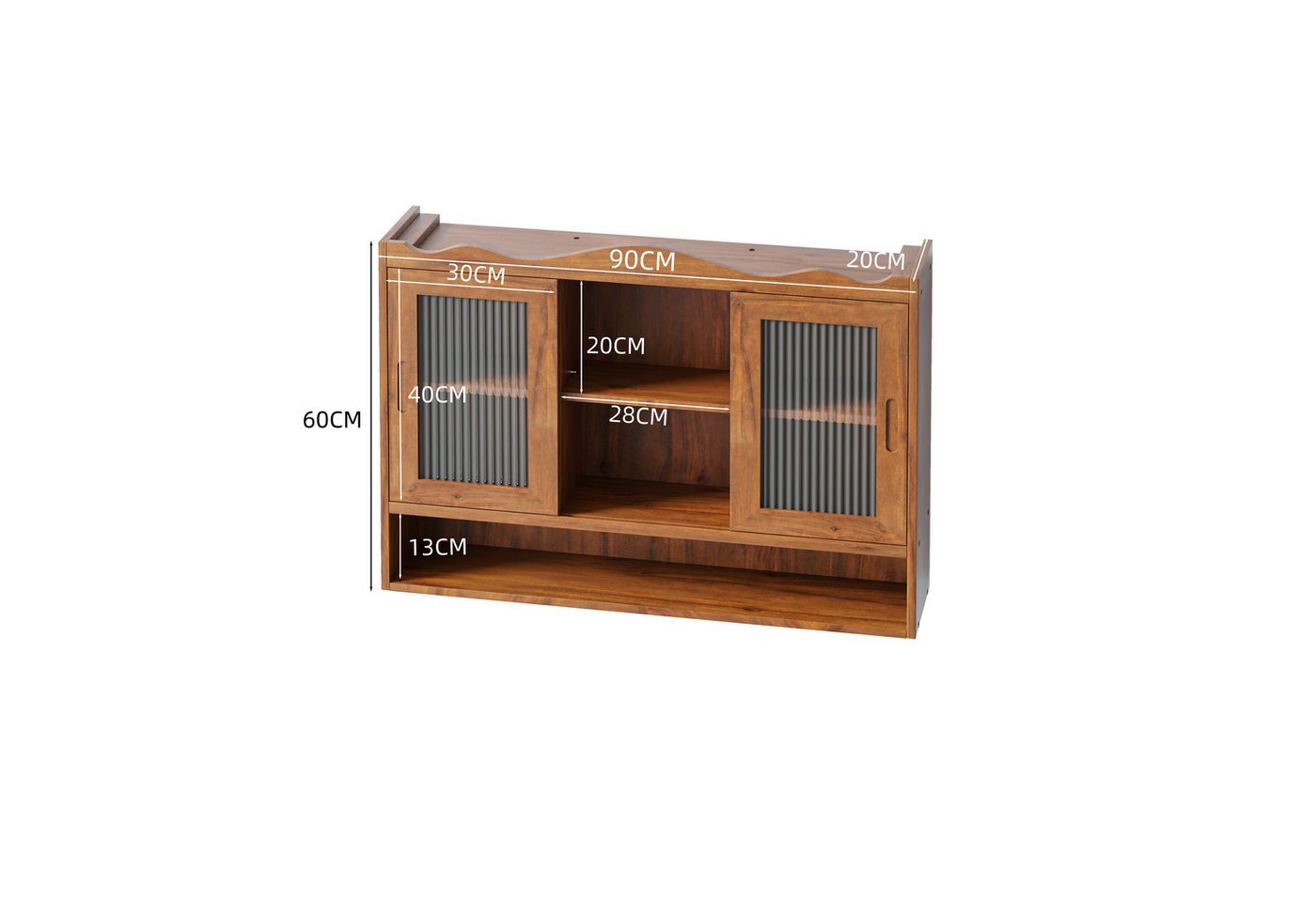 FANNOU Hängeschrank Retro 2-türiger Schiebeschrank, 90 x 60 x 20 cm Wandschrank für Eingangsbereich, Küchen Bild 3