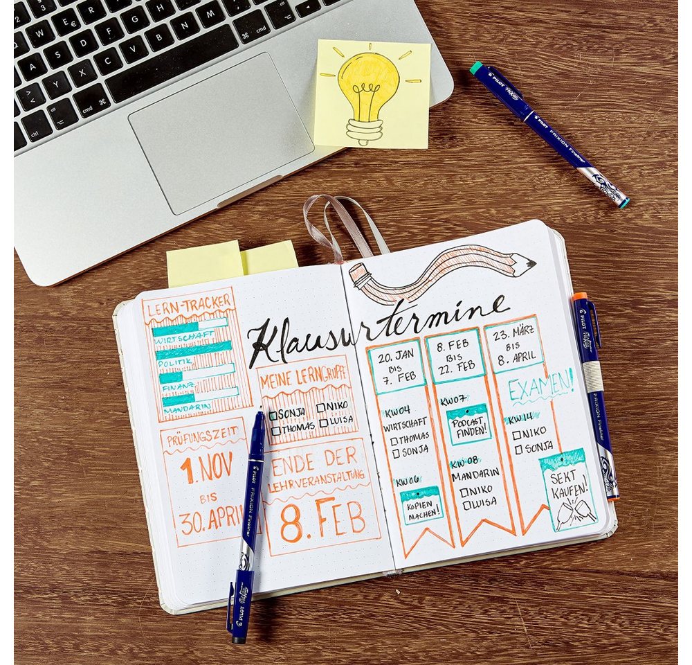 Pilot Pen Fineliner Frixion 12er-Set, (12-tlg), radierbar