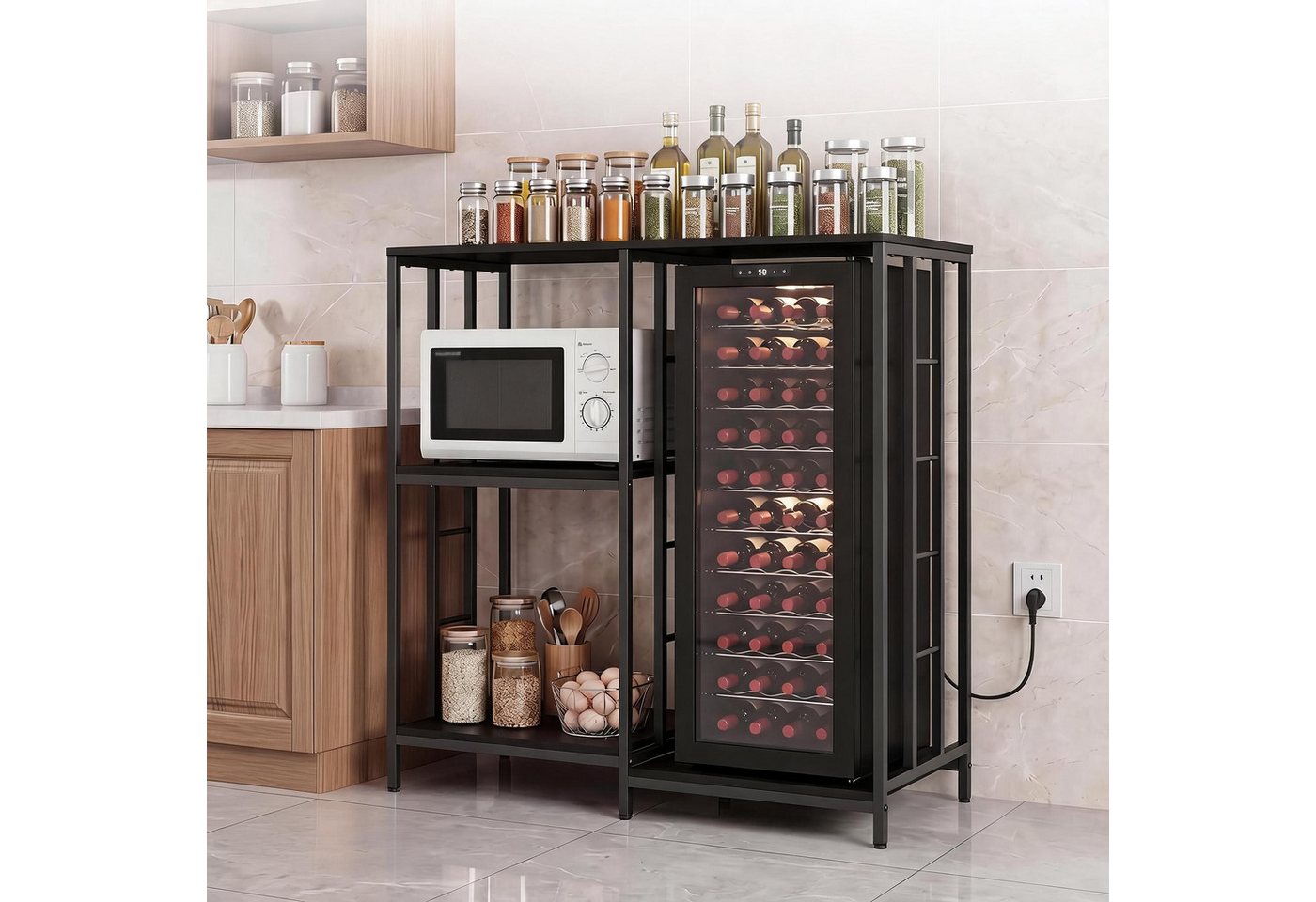 GarveeMore Küchenregal Mini-Kühlschrankständer Mit Aufbewahrungs-Kaffeebar-Schrank Bild 2