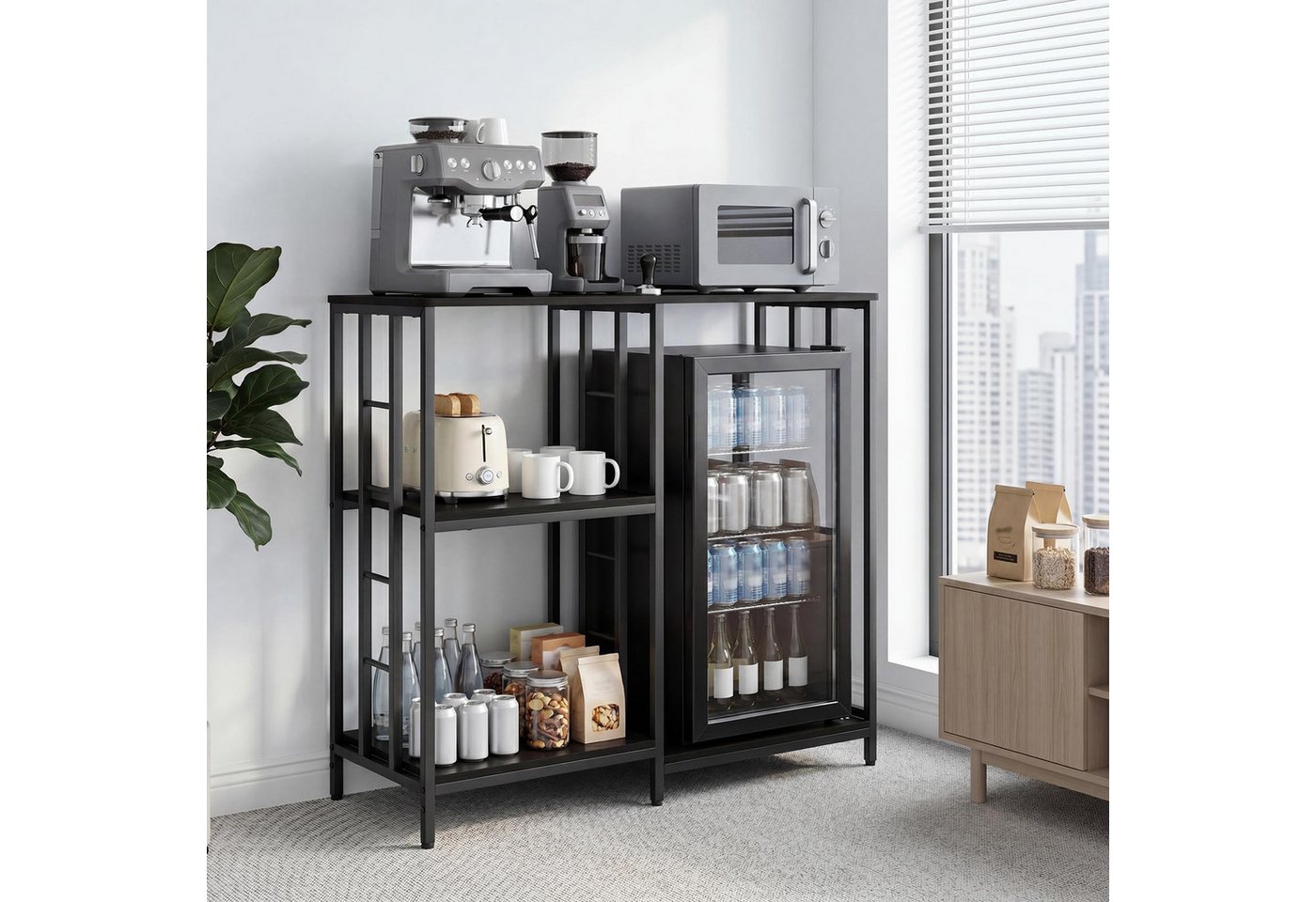 GarveeMore Küchenregal Mini-Kühlschrankständer Mit Aufbewahrungs-Kaffeebar-Schrank Bild 5
