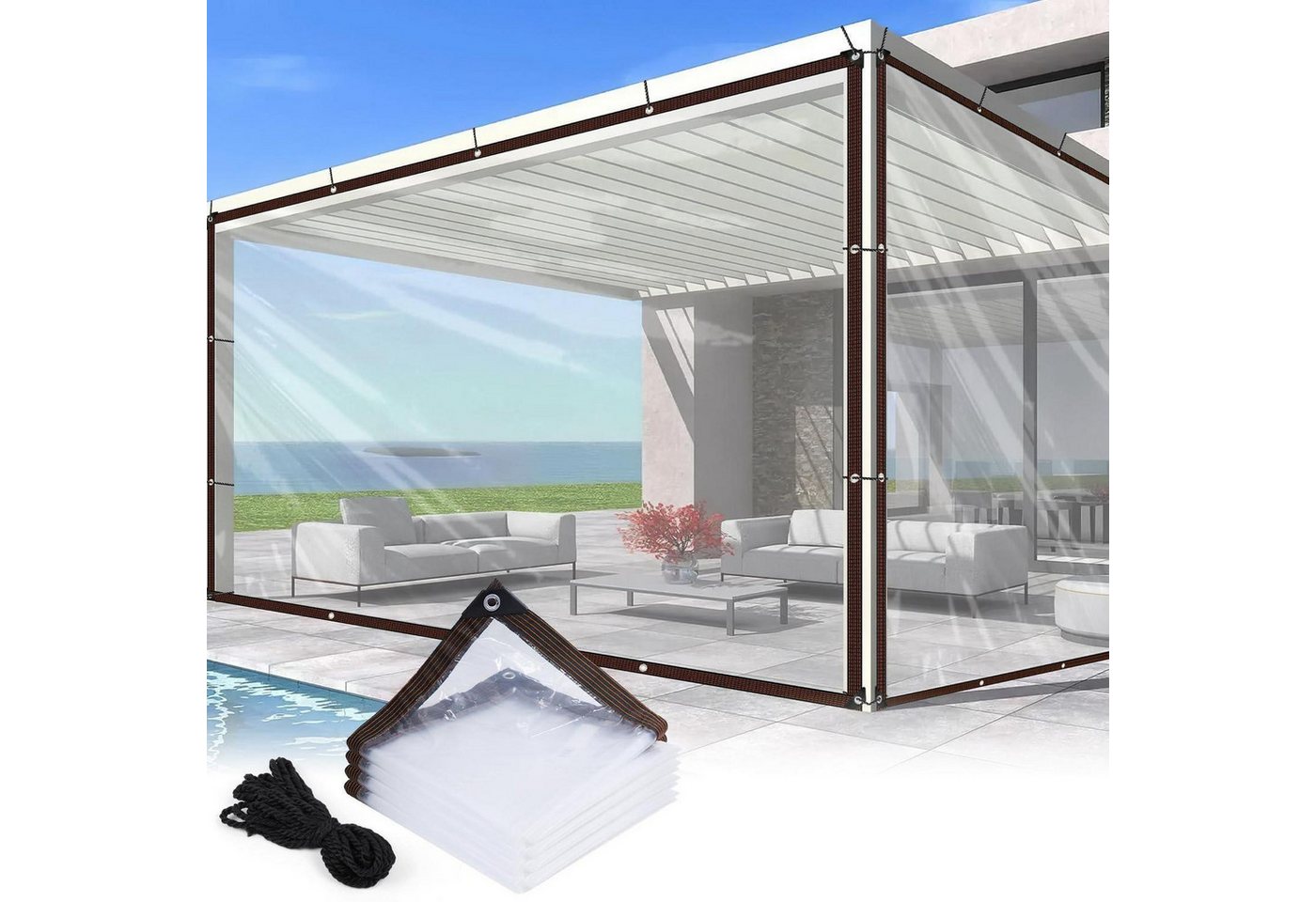 LuxusKollektion Schutzplane Transparente Abdeckplane Outdoor wetterfest 2x2m