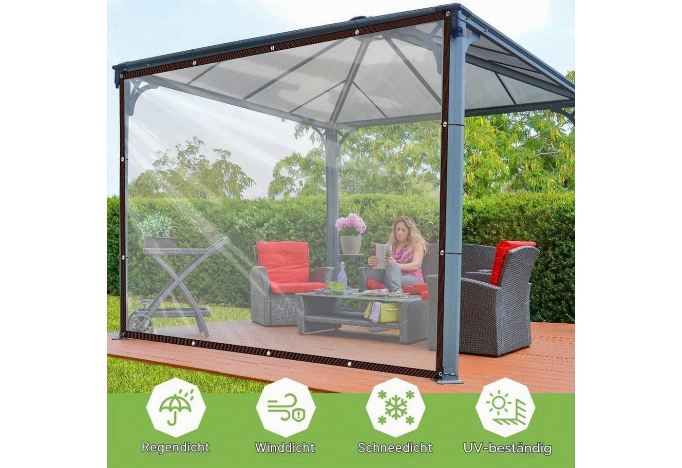 LuxusKollektion Schutzplane Transparente Abdeckplane Outdoor wetterfest 2x2m Bild 2