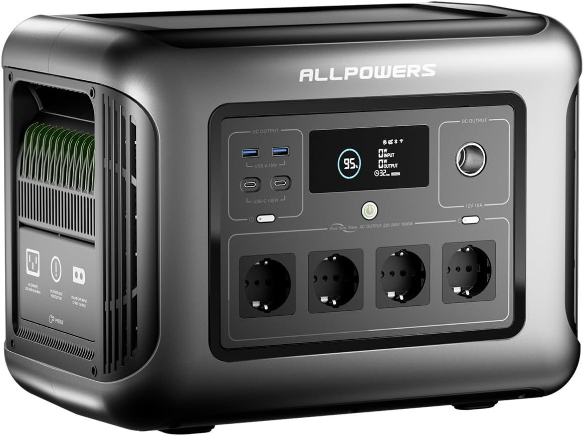 ALLPOWERS Stromerzeuger Tragbare Powerstation, 1600W/1056Wh LiFePO4 Akku Solargenerator, 1,6 in kW, für Outdoor Aktivitäten wie Camping, Reisen Notstromversorgung Bild 5