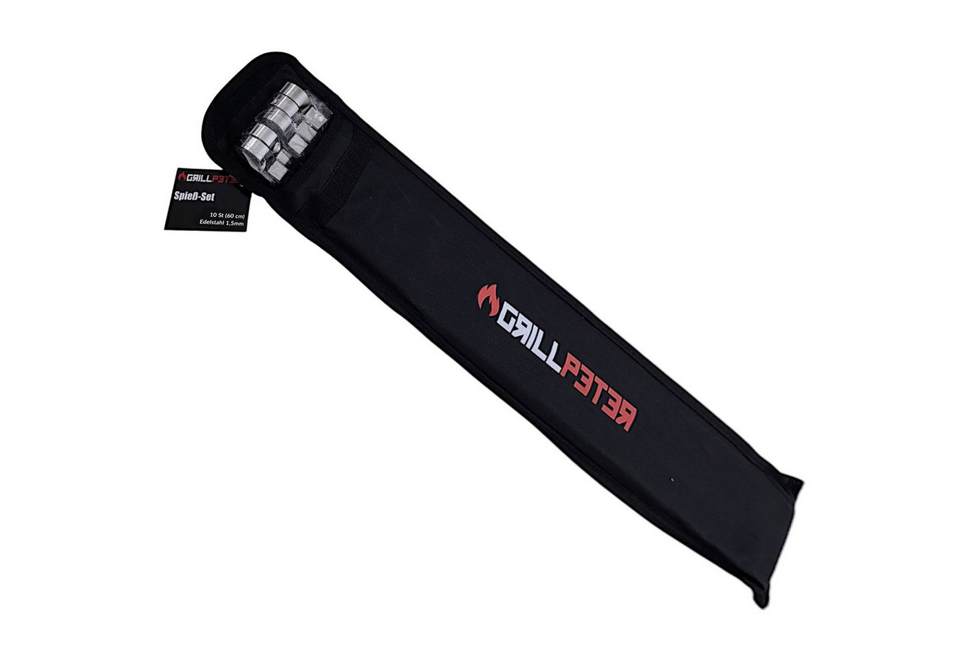Grillpeter Schaschlikspieße Grillpeter Schaschlik Spieße Edelstahl 10 Stück 60 cm mit Tasche Bild 4