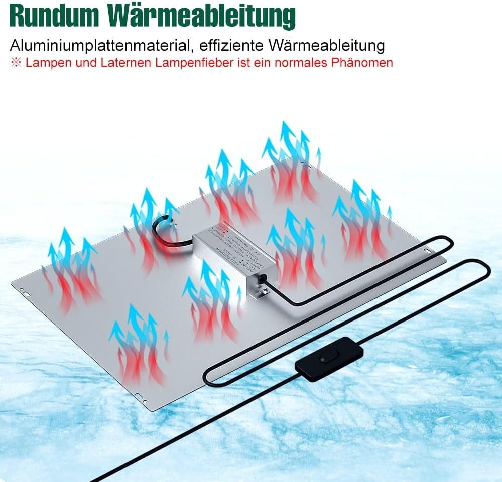 WENNI Vollspektrum LED Wachstumslampe LED Pflanzenlampe 150W Vollspektrum 2er Set für Indoor Pflanzen, UV, Vollspektrum, Rot, Kaltweiß, IR, Warmweiß, Vollspektrum, 360 LEDs, Aluminiumgehäuse, Aufhängung, 50000 Std. Bild 2