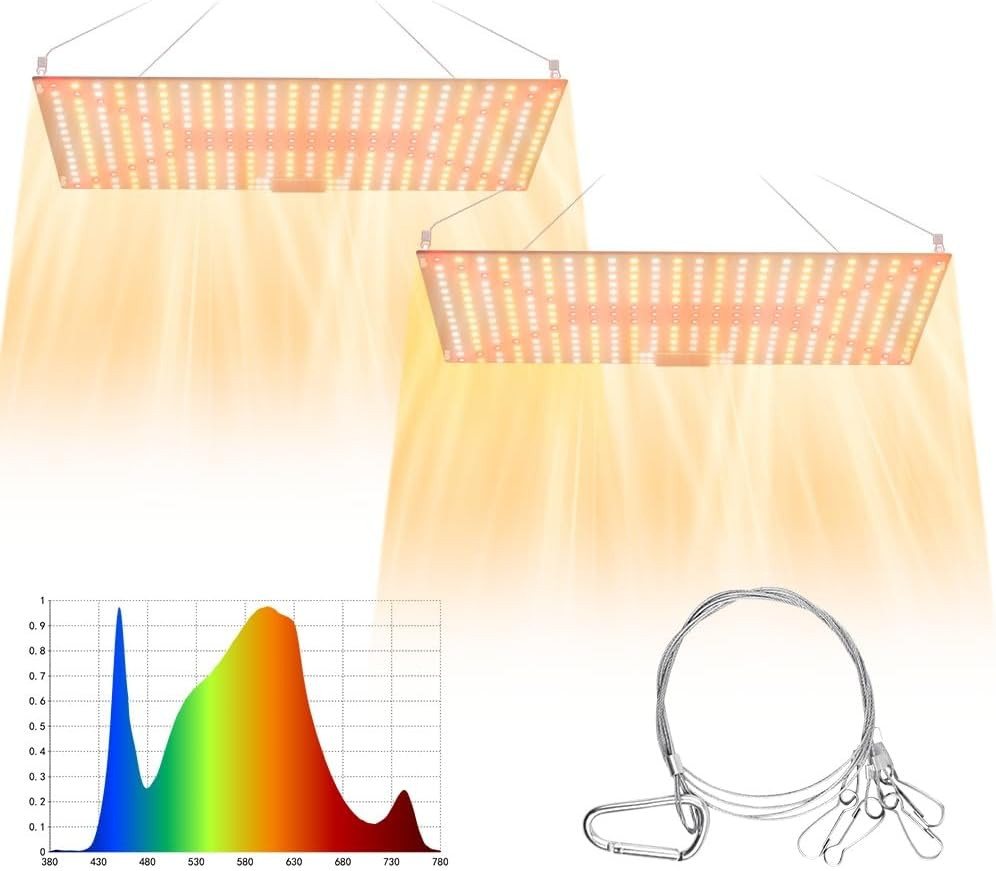 WENNI Vollspektrum LED Wachstumslampe LED Pflanzenlampe 150W Vollspektrum 2er Set für Indoor Pflanzen, UV, Vollspektrum, Rot, Kaltweiß, IR, Warmweiß, Vollspektrum, 360 LEDs, Aluminiumgehäuse, Aufhängung, 50000 Std. Bild 5