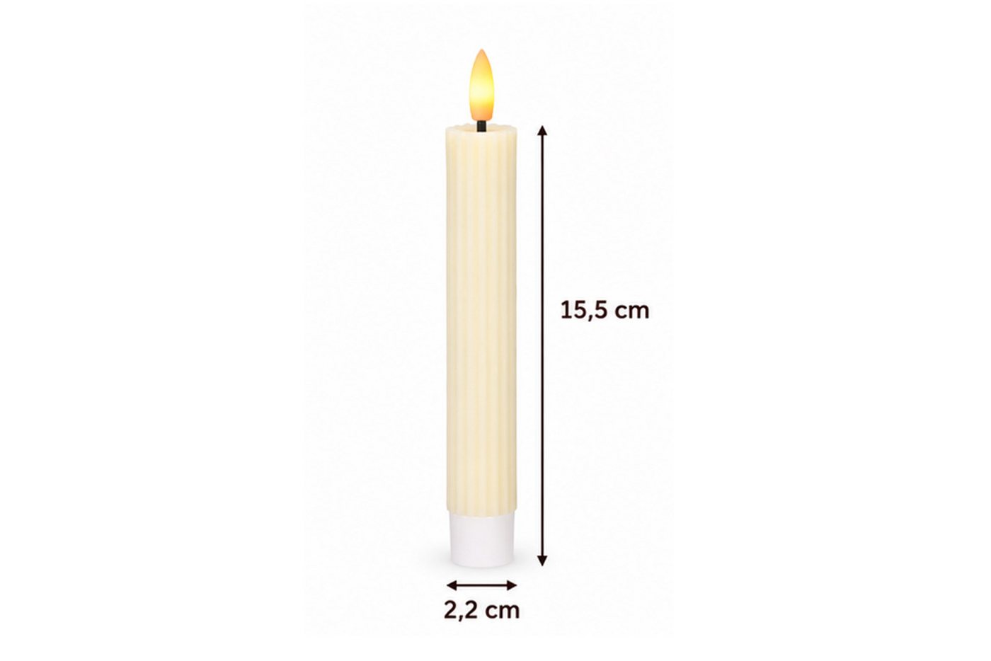 dasmöbelwerk LED-Kerze LED-Stabkerzen 2er Set Ø2,2x15,5 cm Dinnerkerze Riffel Timer Creme, Leuchtmittel nicht enthalten Bild 5