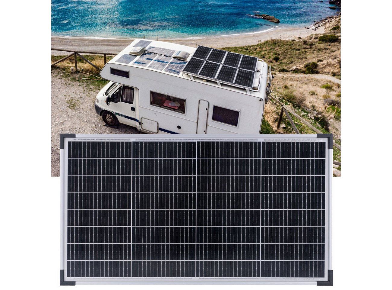 Casativo Solarmodul 60W Mobiles Solarpanel mit 32 M10-Zellen IP65 4,12 kg Metall, 60W Solarpanel 12V IP65 wetterfest 77x42,5 cm mobil einsetzbar 4,1kg
