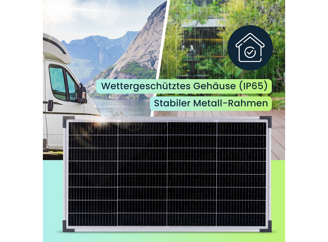 Casativo Solarmodul 60W Mobiles Solarpanel mit 32 M10-Zellen IP65 4,12 kg Metall, 60W Solarpanel 12V IP65 wetterfest 77x42,5 cm mobil einsetzbar 4,1kg Bild 3