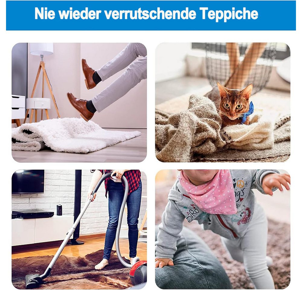 Zyronn Antirutsch Teppichunterlage Anti-Rutsch-Pads für Hartholzböden und Fliesen, (20-St), wiederverwendbares Teppich-Klebeband, für sicheren Halt von Teppichen Bild 3