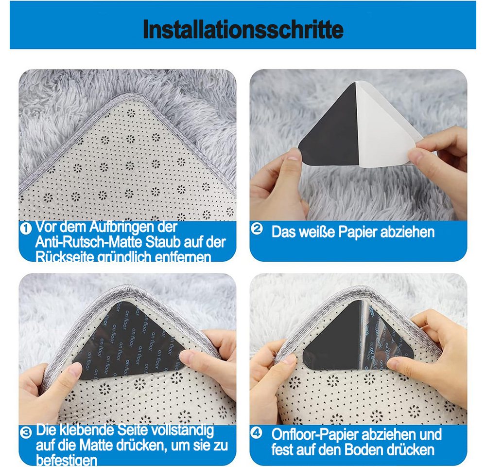 Zyronn Antirutsch Teppichunterlage Anti-Rutsch-Pads für Hartholzböden und Fliesen, (20-St), wiederverwendbares Teppich-Klebeband, für sicheren Halt von Teppichen Bild 4
