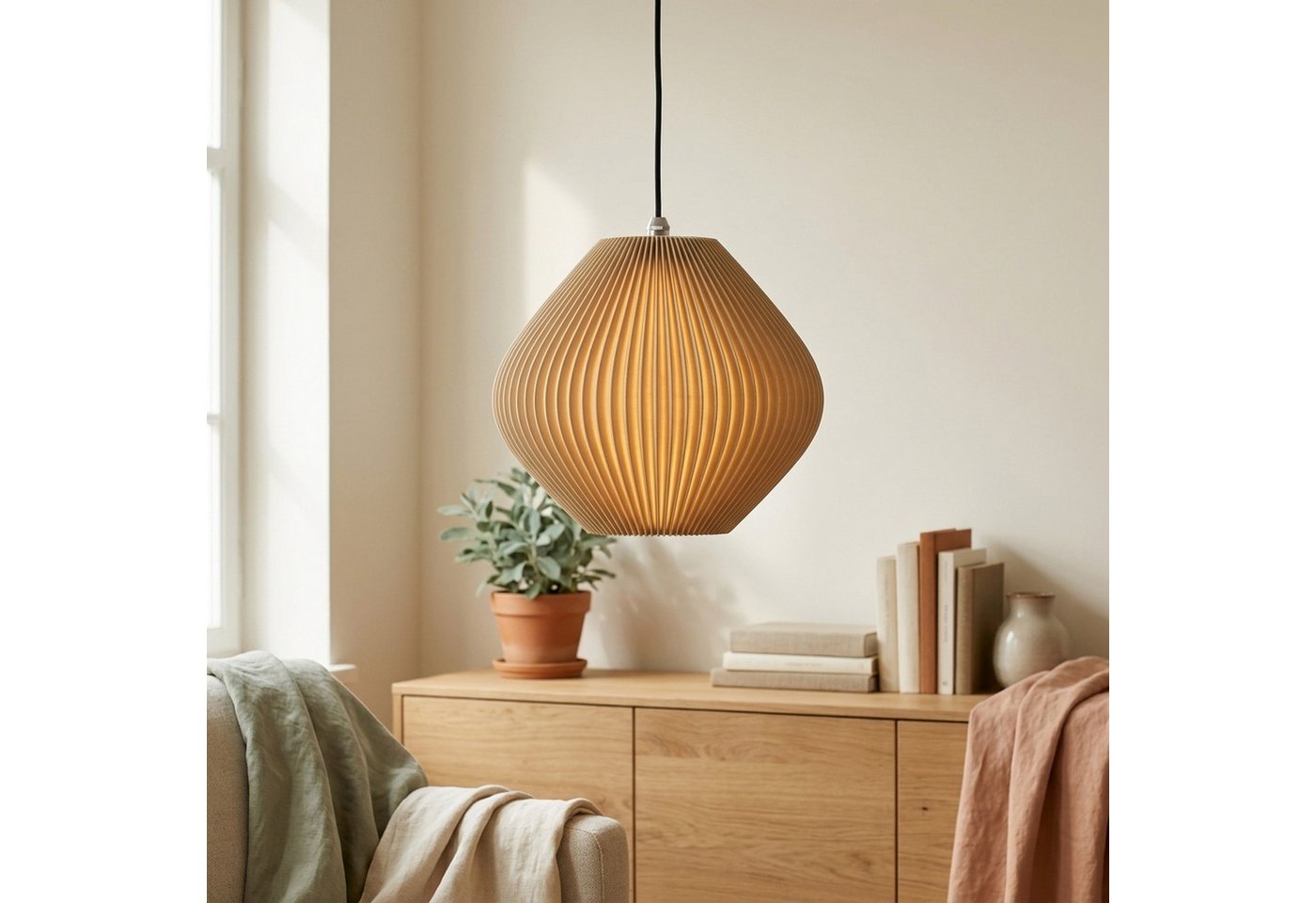 Roomberry Lampenschirm für Hängelampe & Pendelleuchte Esstisch, Boho, E27, Ø 25-35 cm, Drupa, für Deckenlampe im Schlafzimmer Bild 3