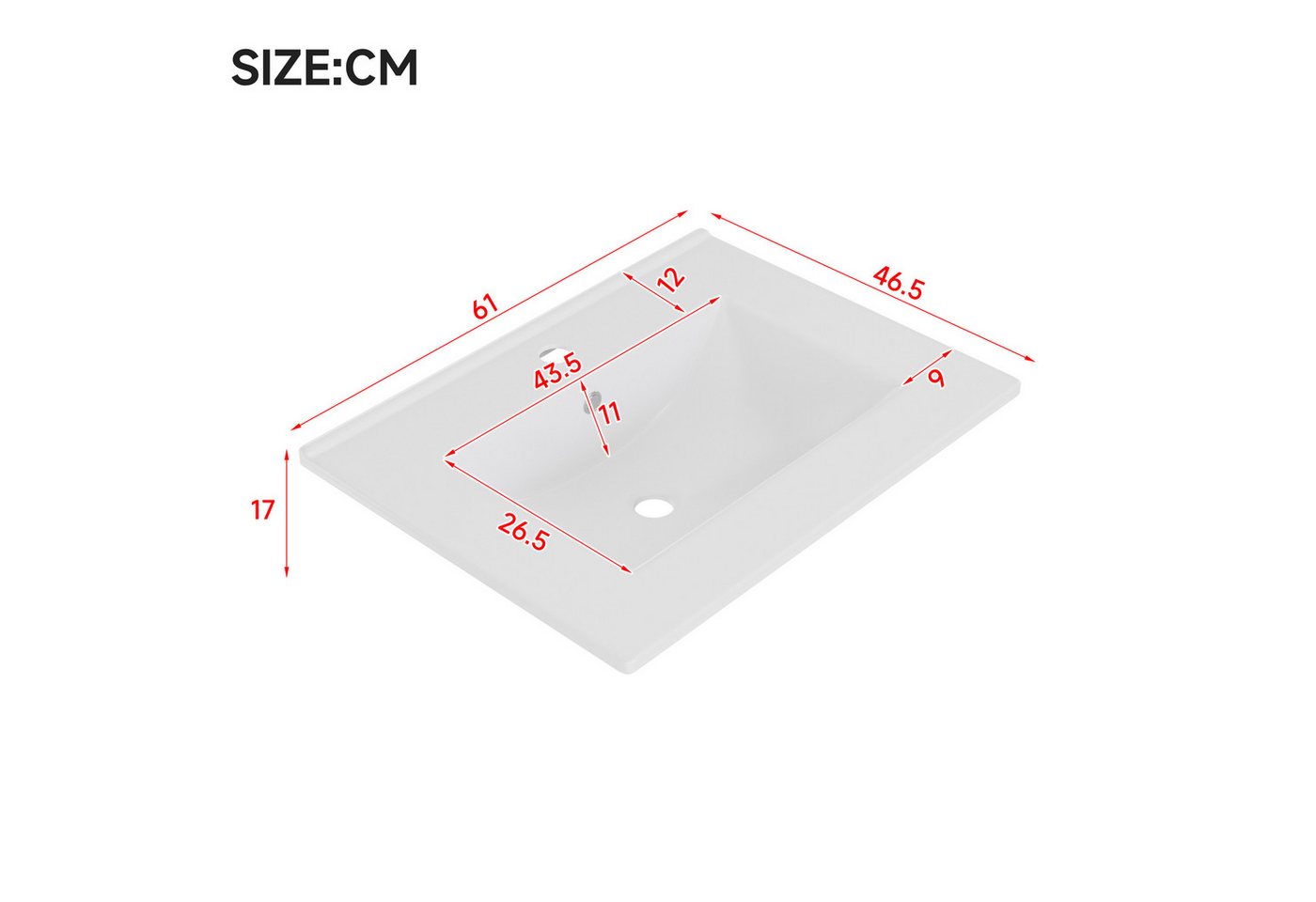 Ulife Waschtisch 61x46,5x87cm, freistehender, zwei Schubladen, hohes Fußdesign, weiß (1-St), hohes Fußdesign, Integriertes Keramik-Überlaufschutzbecken Bild 3