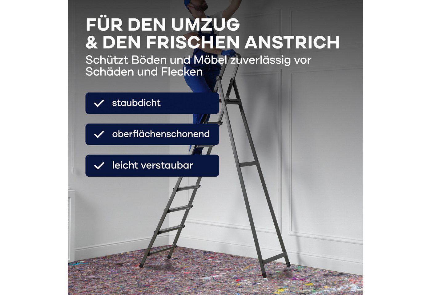 plid Malervlies Maler Abdeckvlies Beschichtung Oberflächenschutz Bodenschutz, (1-St), Anti-Rutsch Bild 3