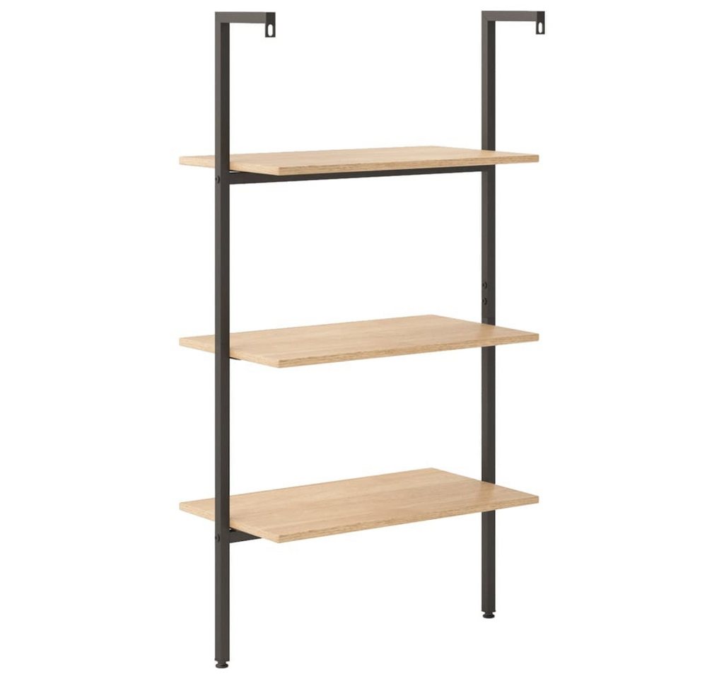 furnicato Bücherregal Anlehnregal 64 x 35 x 120,5 cm Hellbraun-Schwarz, 1-tlg., Stabiles Leiterregal mit 3 Ablagen für dein Wohnzimmer oder Büro