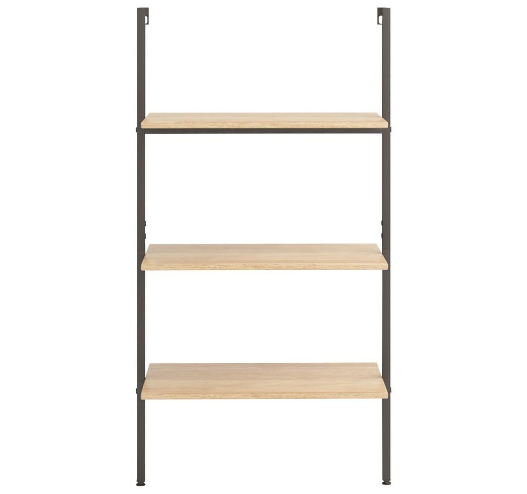 furnicato Bücherregal Anlehnregal 64 x 35 x 120,5 cm Hellbraun-Schwarz, 1-tlg., Stabiles Leiterregal mit 3 Ablagen für dein Wohnzimmer oder Büro Bild 3