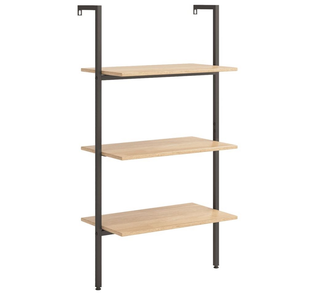 furnicato Bücherregal Anlehnregal 64 x 35 x 120,5 cm Hellbraun-Schwarz, 1-tlg., Stabiles Leiterregal mit 3 Ablagen für dein Wohnzimmer oder Büro Bild 4