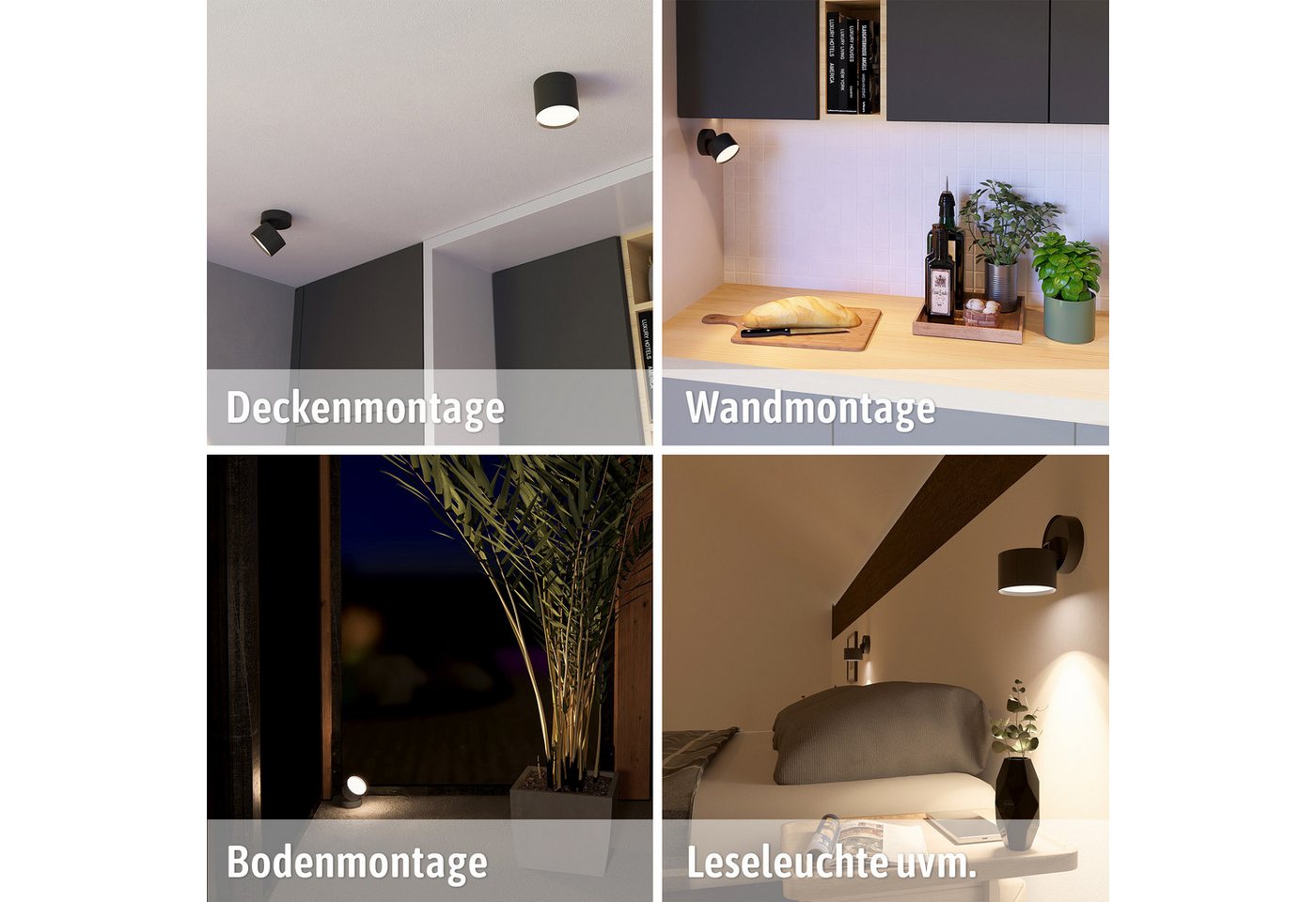 SSC-LUXon LED Aufbaustrahler SAMU Aufbauspot schwenkbar schwarz LED GX53 3W warm / neutral / kalt, Neutralweiß, Warmweiß, Tageslichtweiß Bild 2