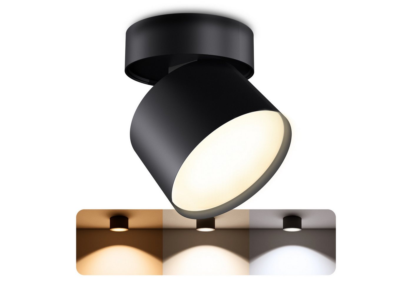 SSC-LUXon LED Aufbaustrahler SAMU Aufbauspot schwenkbar schwarz LED GX53 3W warm / neutral / kalt, Neutralweiß, Warmweiß, Tageslichtweiß Bild 3
