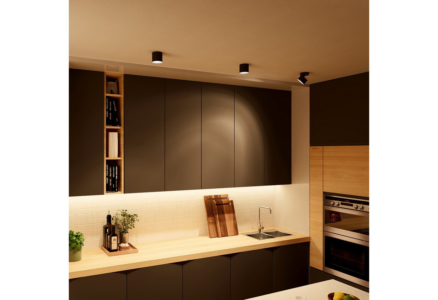 SSC-LUXon LED Aufbaustrahler SAMU Aufbauspot schwenkbar schwarz LED GX53 3W warm / neutral / kalt, Neutralweiß, Warmweiß, Tageslichtweiß Bild 4