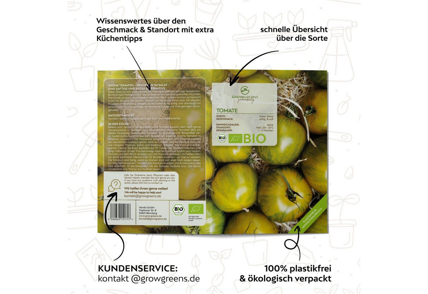 Growgreens Gemüsesamen BIO Tomatensamen (Green Zebra) - Tomaten Saatgut (10 Korn), Tomaten Bild 4