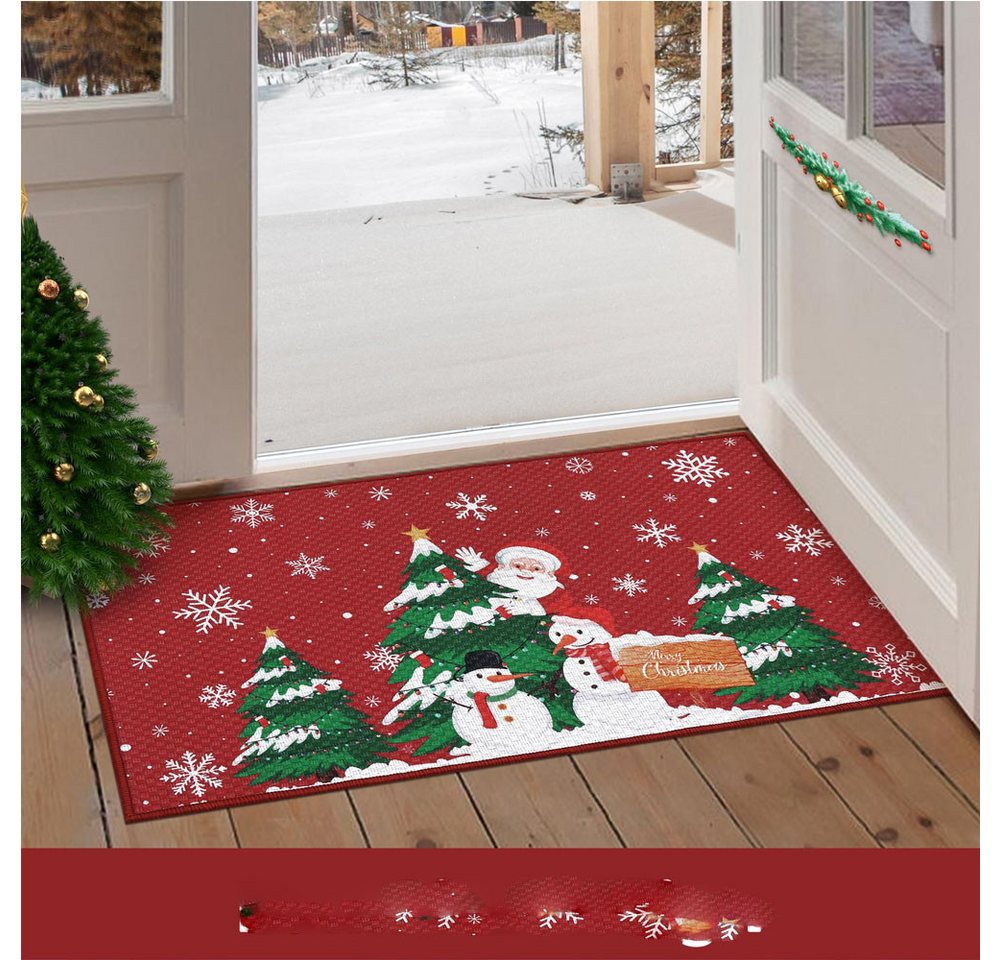 GarveeMore Fußmatte Weihnachtsmann Weihnachtstürmatte Weihnachtsbaum Willkommensmatte Bild 3