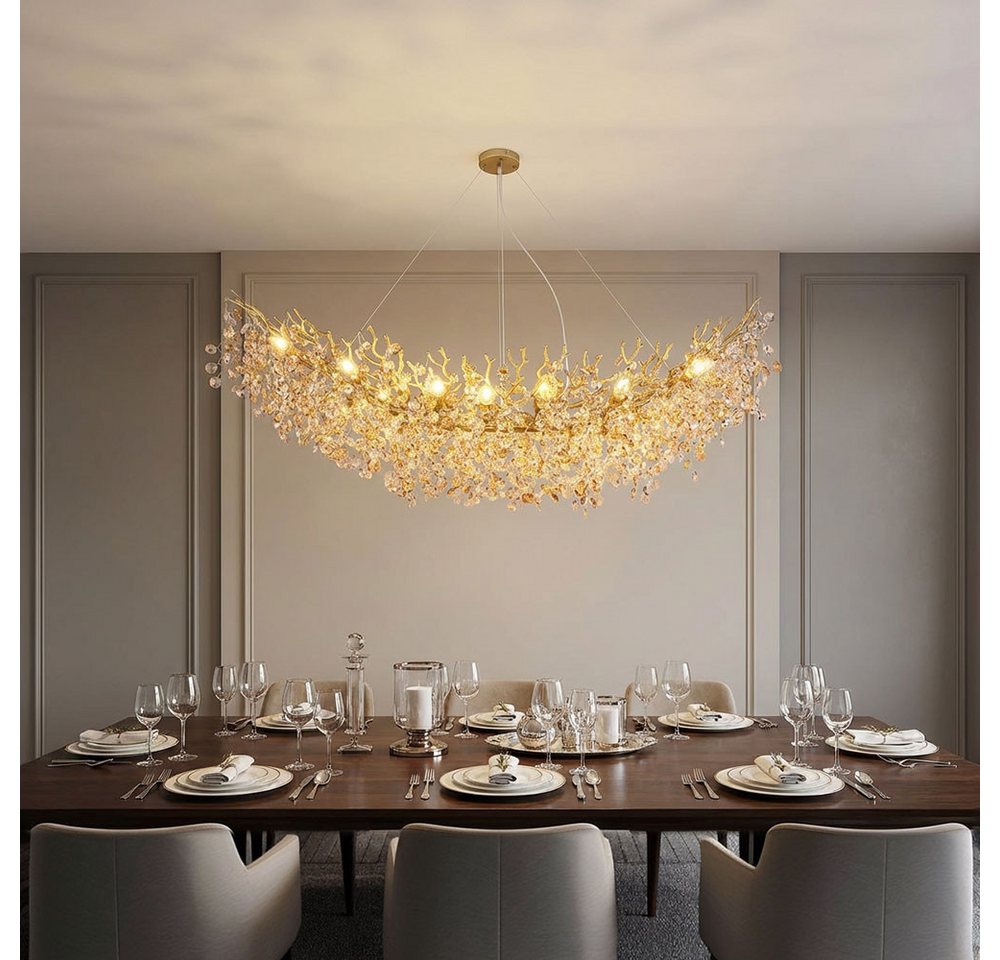 GLOBO LIGHTING Hängeleuchte, Leuchtmittel nicht inklusive, Kronleuchter Hängeleuchte Luster Metall gold Glaskristalle 16 flammig Bild 2