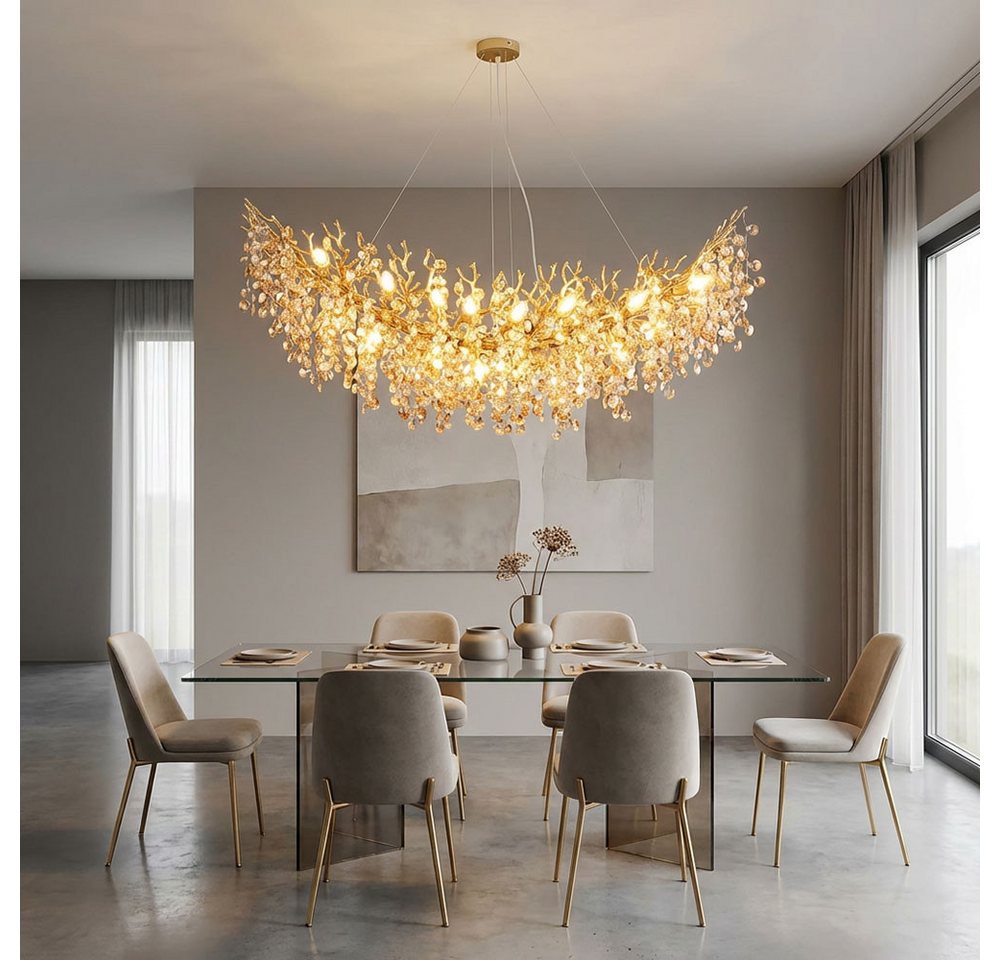 GLOBO LIGHTING Hängeleuchte, Leuchtmittel nicht inklusive, Kronleuchter Hängeleuchte Luster Metall gold Glaskristalle 16 flammig Bild 3