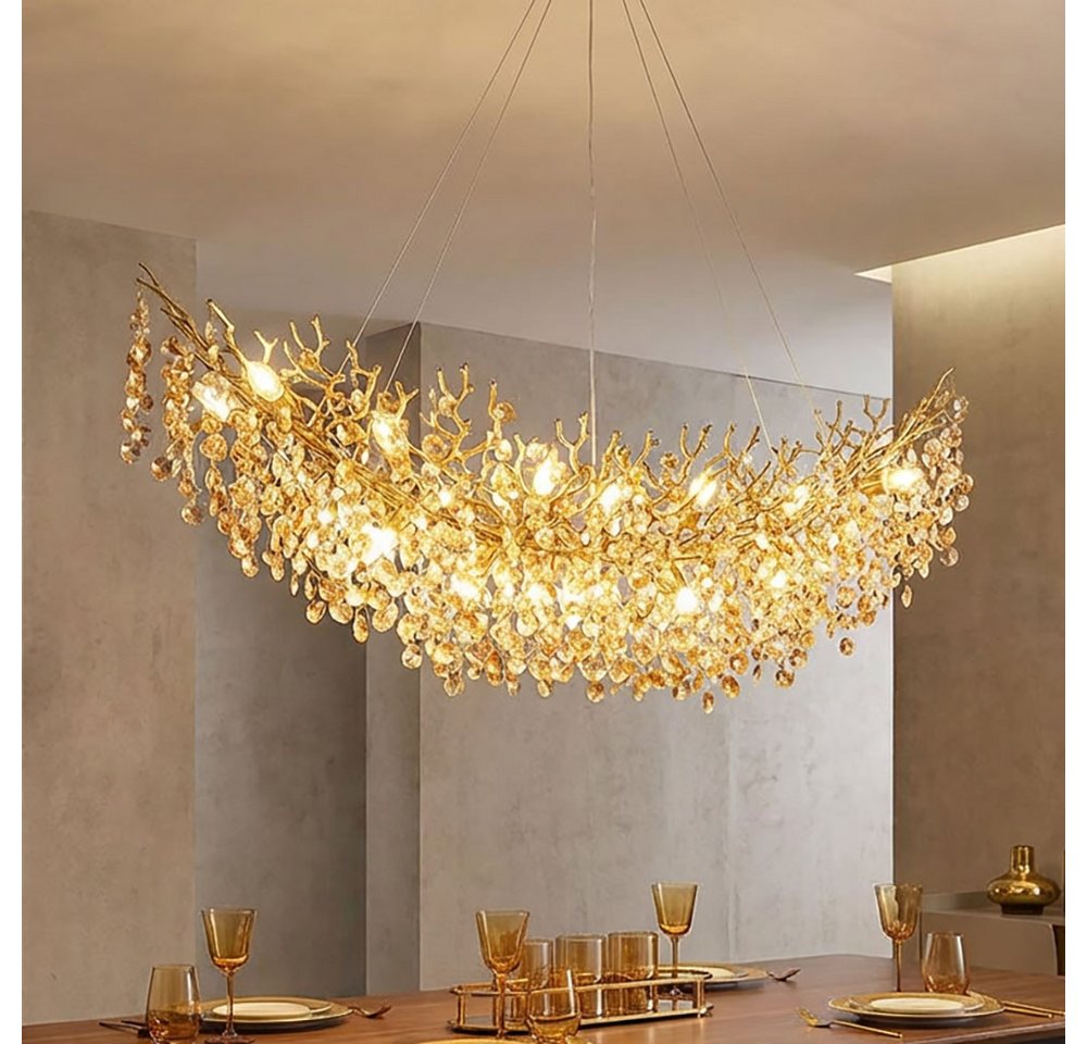 GLOBO LIGHTING Hängeleuchte, Leuchtmittel nicht inklusive, Kronleuchter Hängeleuchte Luster Metall gold Glaskristalle 16 flammig Bild 4