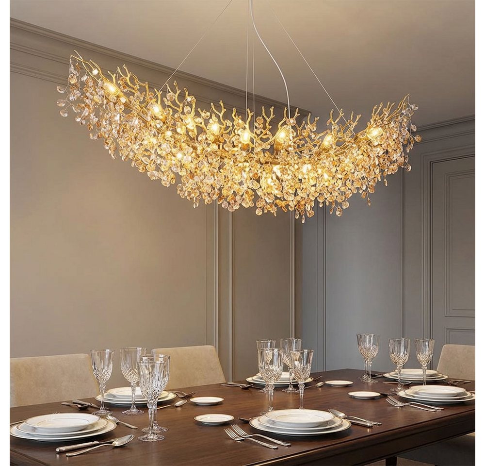 GLOBO LIGHTING Hängeleuchte, Leuchtmittel nicht inklusive, Kronleuchter Hängeleuchte Luster Metall gold Glaskristalle 16 flammig Bild 5