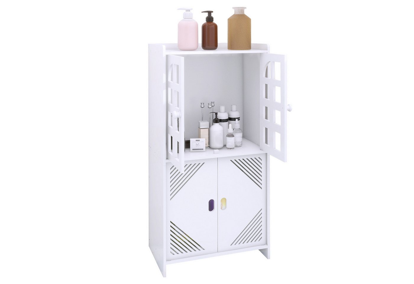 JEOBEST Badkommode Badezimmerschrank mit 2 Türen Badschrank Beistellschrank, (1 St) Weiß 36 × 22 × 75 cm Bild 4