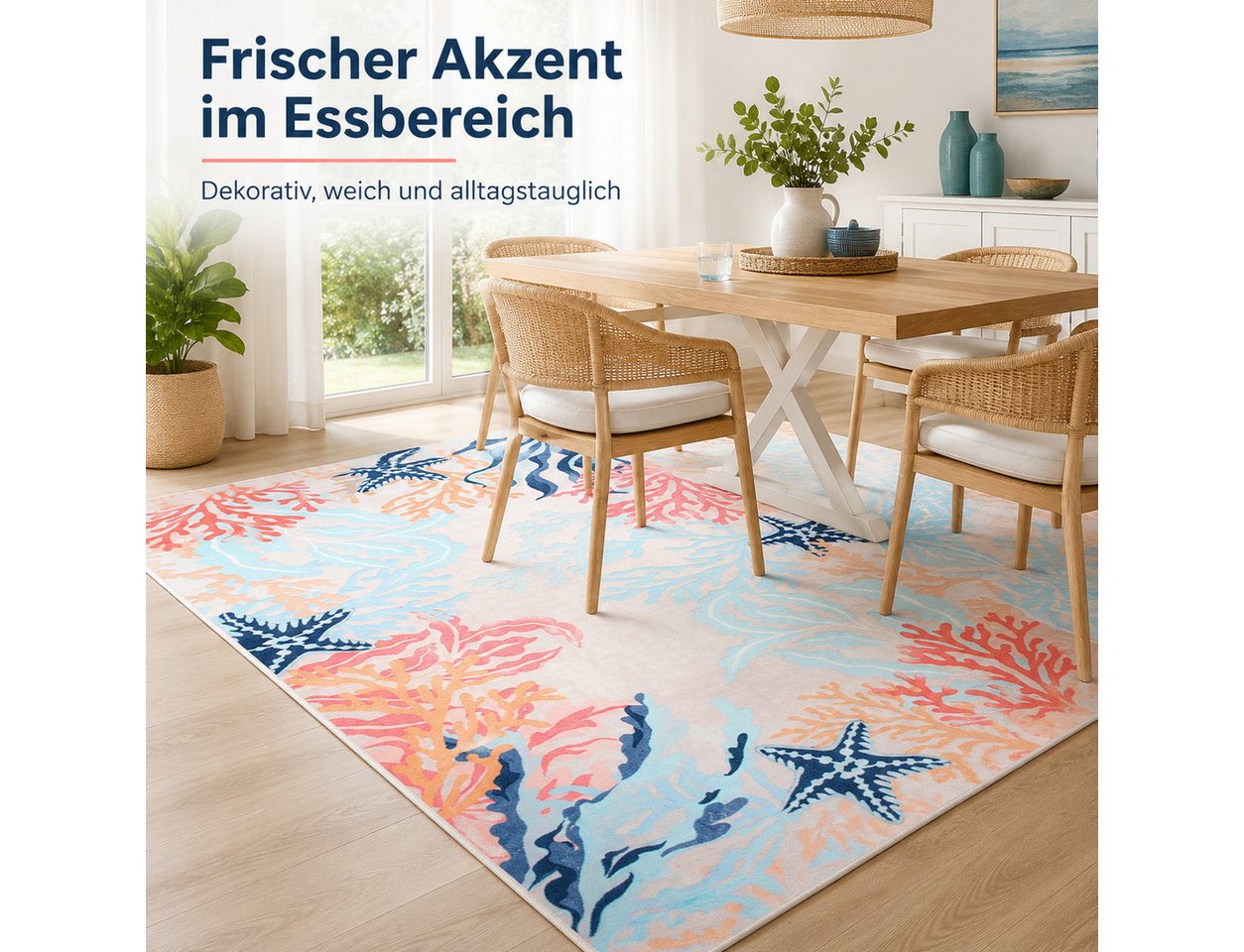 Lochas Designteppich Moderner Teppich mit Korallenmuster – Waschbar & Rutschfest Bild 2