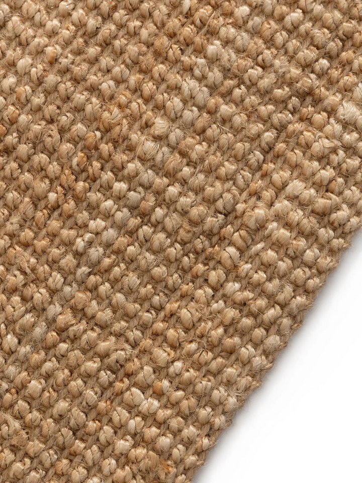 benuta Teppich Svea, quadratisch, Höhe: 5 mm, Hangefertigter Juteteppich, Wohnzimmer, Esszimmer, Schlafzimmer, Flur