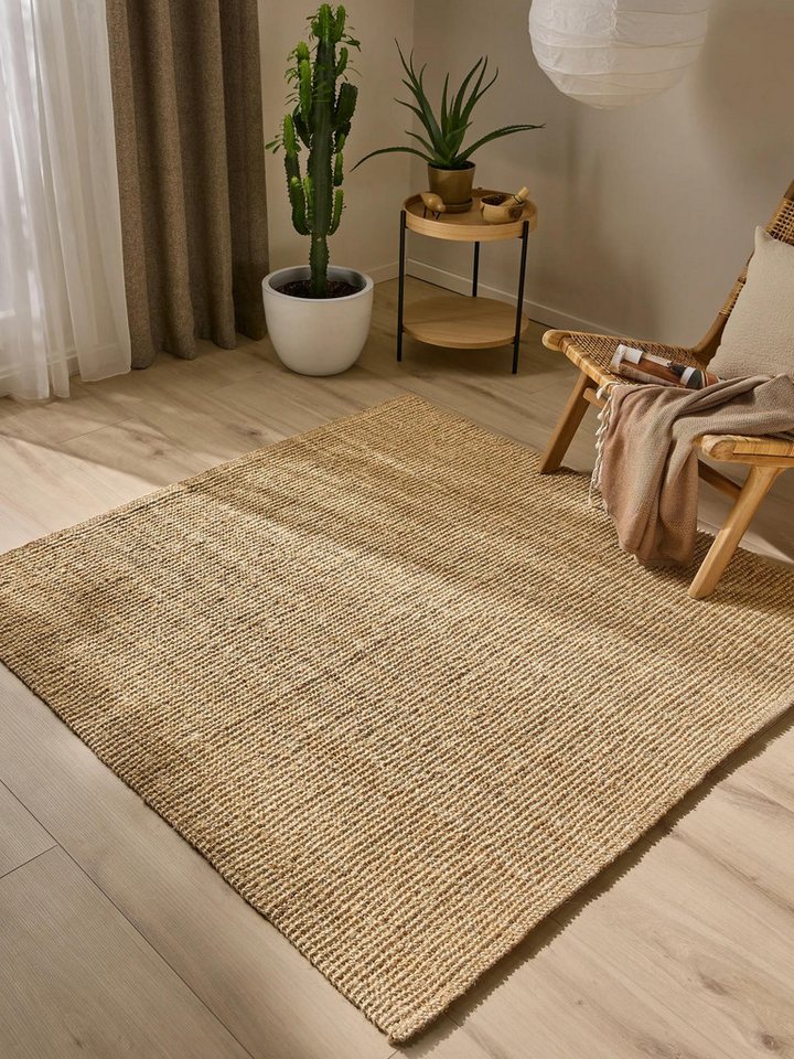 benuta Teppich Svea, quadratisch, Höhe: 5 mm, Hangefertigter Juteteppich, Wohnzimmer, Esszimmer, Schlafzimmer, Flur Bild 2